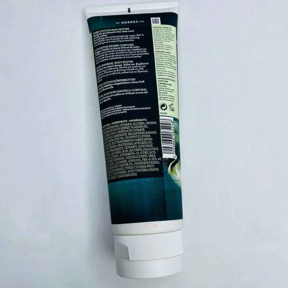 Korres pure cotton body butter 7.95 Fl Oz 235 mL New Sealed